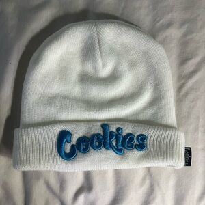Cookies White Beanie with Blue Logo